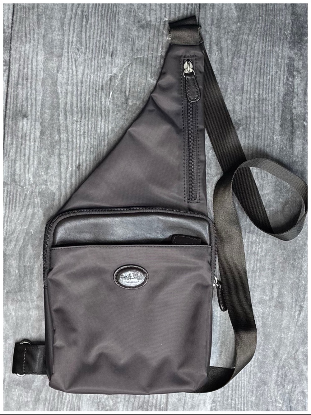 Toscanino Brown Nylon and Leather Crossbody Messenger Bag